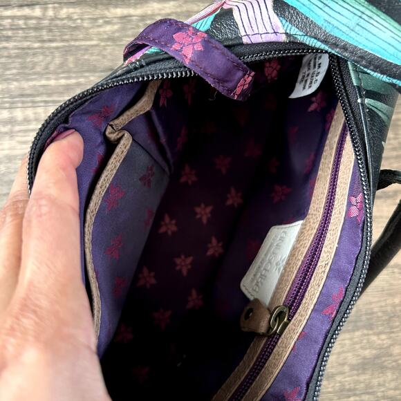 Anuschka Medium Zip Boho Island Escape Black Shoulder Bag - Picture 8 of 16